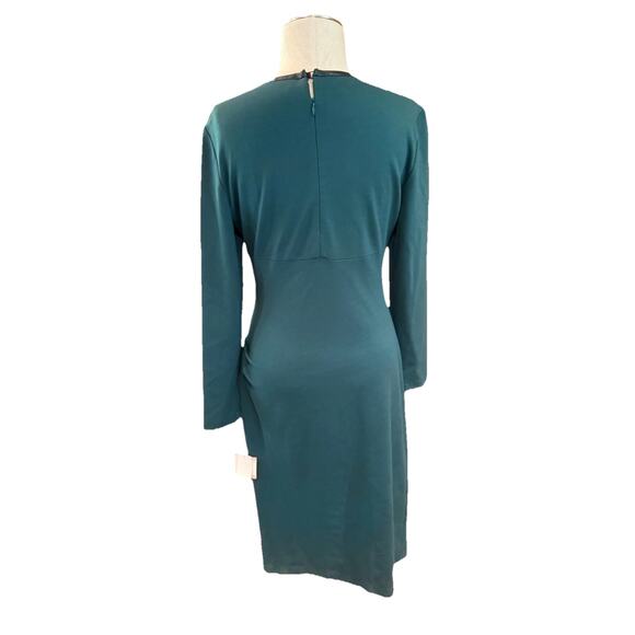 NWT Anne Klein Sheath Dress Womens Size 10 Green Round Neck Long Sleeve Back Zip - Picture 6 of 12